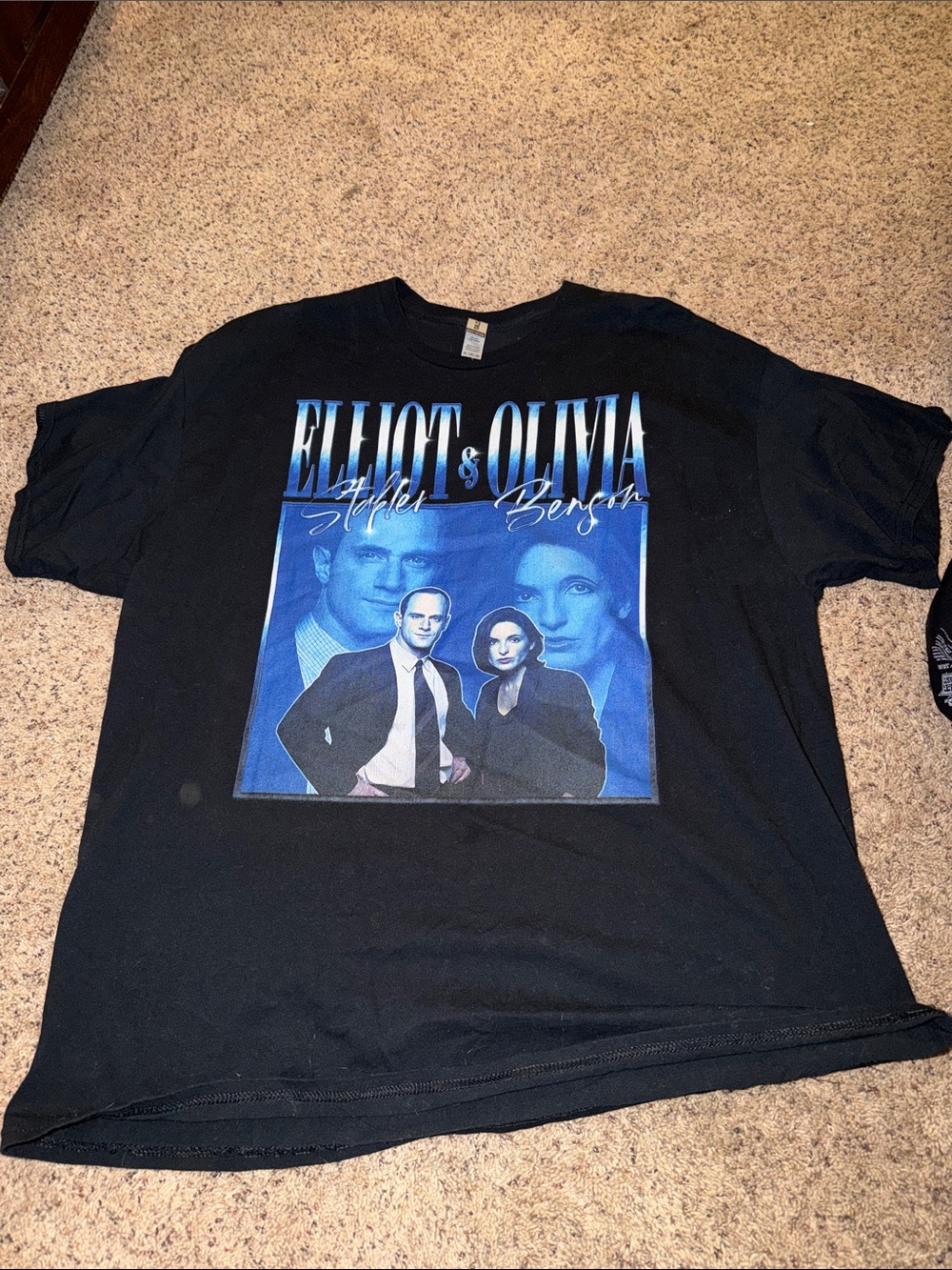 Law and Order Gildan Black Short Sleeve Tee with Elliot & Olivia Graphic